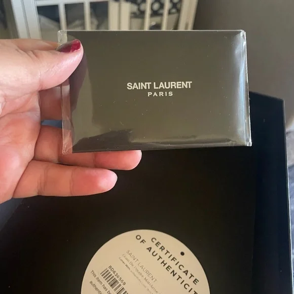 saint laurent grain de poudre matelasse chevron monogram chain wallet black - Picture 5 of 12